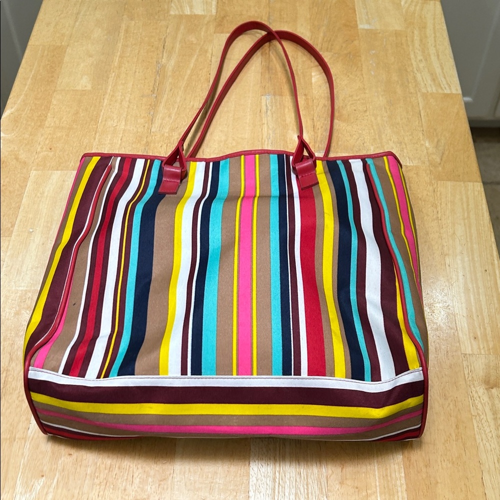 Lancome Multicolor Striped Tote Bag